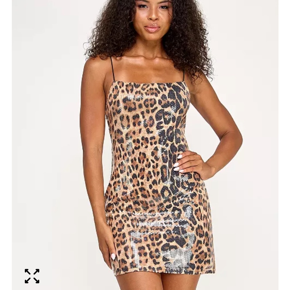 City Studios
Juniors' Sleeveless Animal Print Sequined Bodycon Dress